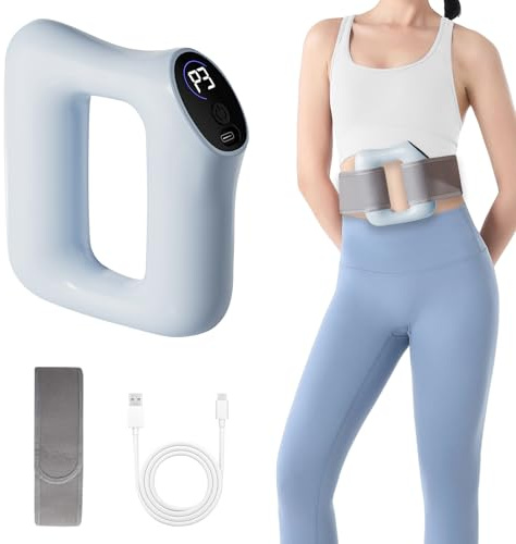 ACAREY Multifunktionaler Ganzkörper Faszienring, 8 Geschwindigkeiten Silent Vibration Faszienring Silikon mit Verstellbarem Gurt, USB-Aufladung Faszien-Massagegerät, für Rücken,Taille (Blau)