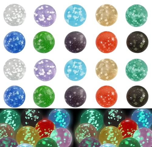 HcvGcm 20 Stück Murmeln Leuchten Im Dunkeln, Mutmurmeln, Glasperlenspiel, Murmeln Glas, Mutmurmel, Bunte Glasmurmeln Für Kinder, DIY-Projekte Und Heimdekoration, 14mm Größe