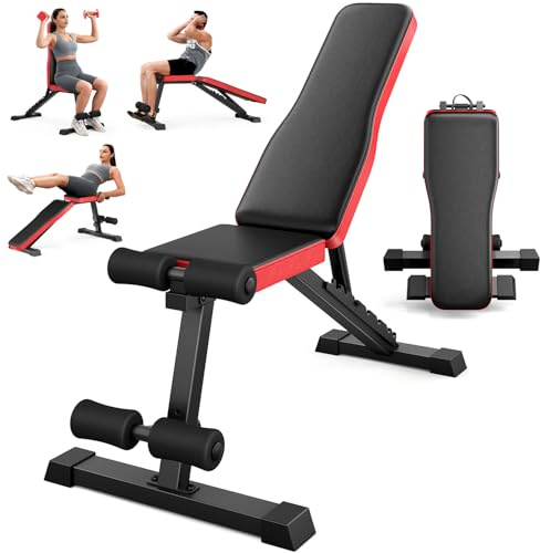 Rockvale Adjustable Weight Bench Foldable, 300KG Bench Press, Adjustable Foldable Flat/Incline/Decline Bench Press for Home Gym