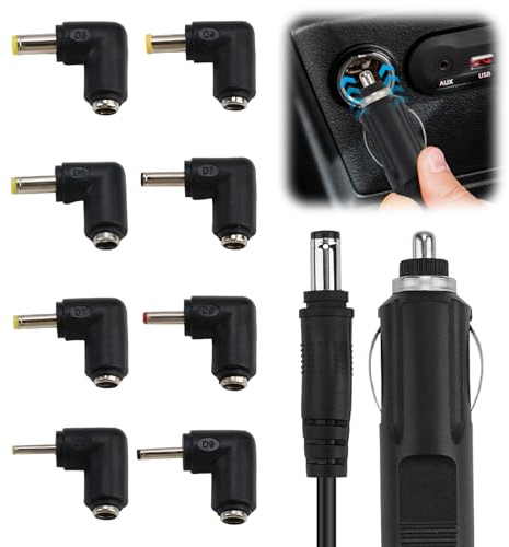 DC 12V 2A Car Charger Power Cord to Cigarette Lighter with 8 Connectors | Universal 12V DC Car Cigarette Lighter Power Plug Adapter Cable for DVD CD Player Bluetooth Speaker GPS Camera, 5.5x2.1mm