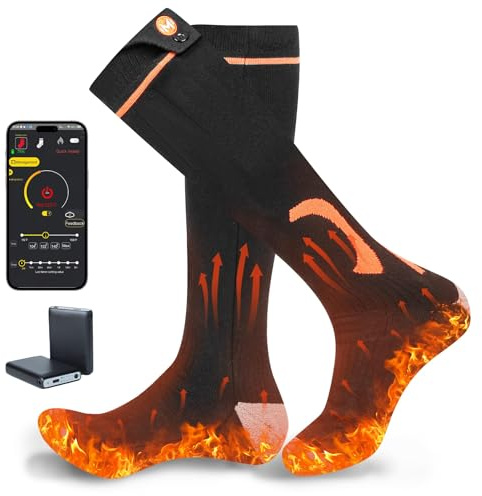 Heated Socks for Men Women, APP Control Rechargeable 6000mAh*2 Battery Electric Socks,Winter Washable Thermal Socks for Outdoor Camping Hiking Skiing Hunting Fishing Cycling