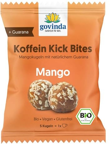 Govinda Koffein Kick Bites, Mango, 5 Kugeln, 40g