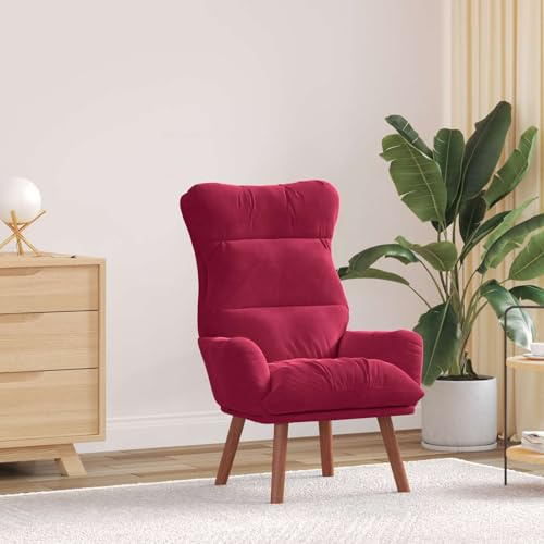 Goyphonic Relaxfåtölj, vinröd, 69 x 74 x 93 cm, sammet, ergonomisk loungefåtölj med stoppat armstöd och roterande funktion för vardagsrum, sovrum, kontor – komfort och elegant design