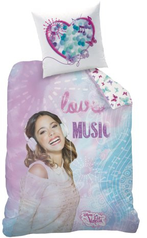 CTI 041944 Bettwäsche Disney Violetta Love, Baumwolle Linon, 135 x 200 und 80 x 80 cm