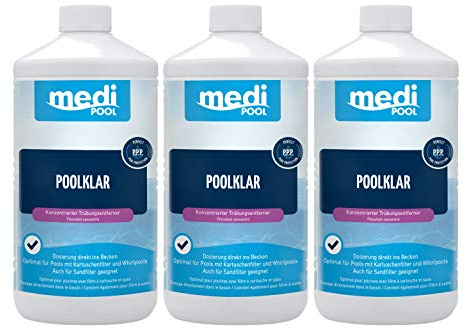Medipool 3 x 909601MP PoolKlar - 3 x 1 Liter - Macht den Pool superklar - mit Powerhaus24 Pflegefibel!