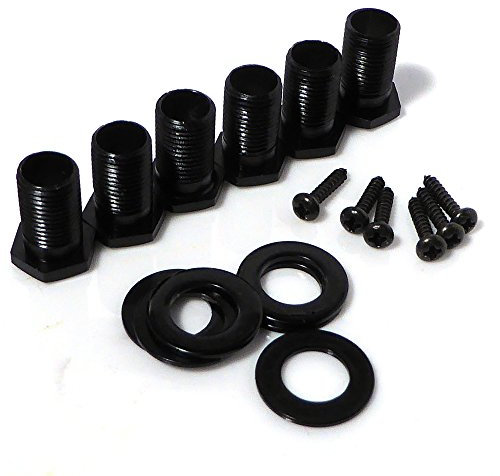 6 Black machine head nuts, guitar bushing/ferrules with screws and washers