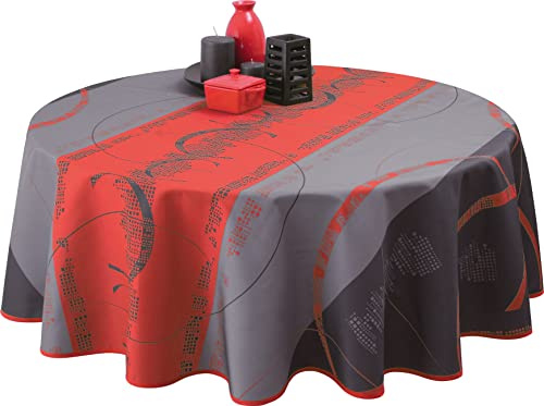 Le linge de Jules Tischdecke Fleckabweisende Astrid Rot - Oval 150 x 240 cm
