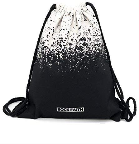 SAMGOO Segeltuch Rucksack Gym Sack Turnbeutel Beutel Sportbeutel, Schwarz weiß Tintenstrahldrucken Turnbeutel Tasche Tüte Rucksack Hipster für Reisen/Sport