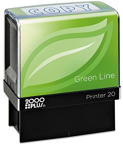 2000 Plus Green Line Self-Inking Message Stamp, Copy, 80% Recycled, 1 1/2 x 9/16 Impression, Blue Ink (098367)
