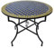 Saharashop Orientalischer Mosaiktisch Rund Ø 100 cm Blau-Gelb, Terrassentisch, Gartentisch, Mediterraner Fliesentisch, Beistelltisch-Handarbeit, Balkontisch Bistrotisch Kaffeetisch