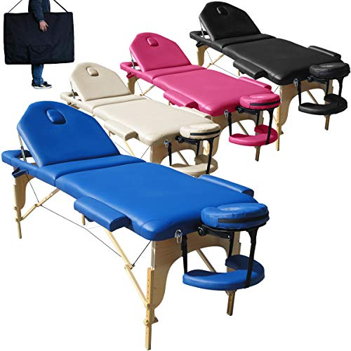 Beltom® Mobile Massagetisch Massageliege Massagebank 3 zonen klappbar Kosmetikliege Neu - Blau
