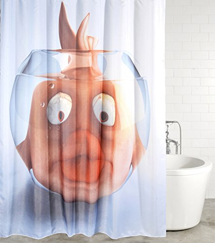 Sanilo Rideau de Douche Poisson Rouge 180 x 200 cm | de Haute qualité | 12 Anneaux Inclus | imperméable | Effet Anti-moisissures