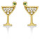 Diamond Treats Gold Cocktail Glas Ohrringe für Damen und Mädchen, Lustige goldene Cocktail-Ohrstecker in Silber 925 mit grünen und weißen Zirkoniasteinen, süße vergoldete Ohrstecker Silber 925