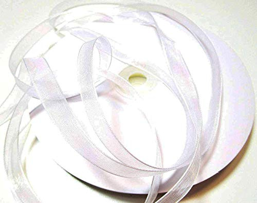 CaPiSo Organza -Schleifenband in 6mm Breite mit Webkante Organzaband Chiffon Chiffonband Durchsichtig Schleifenband (Weiss, 100m)
