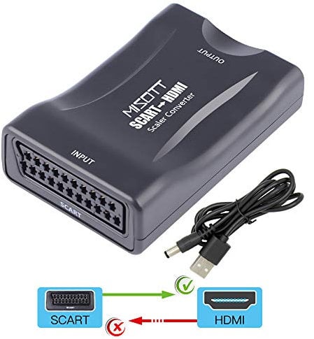 MISOTT Scart to HDMI Converter for TV, Scart Input HDMI Output Converter(Only Power Cable Included)