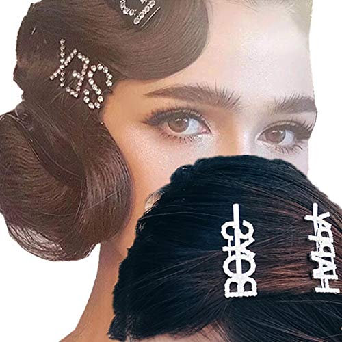 cuhair 1 stück Handmade Strass Kristall Brief Design Mädchen Frauen Haarspange Mädchen Jungen Männer Haarspange Haarschmuck (love)