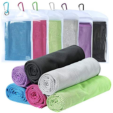 XJSGS Kühlende Handtücher für Hals und Gesicht, Mikrofaser, kühlendes Sporthandtuch für Fitnessstudio, Yoga, Pilates, Reisen, Camping und mehr (6 Packungen)