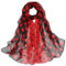 Dancila Dames Foulards En Soie Femmes Floral Imprimé Soie Mousseline De Soie Foulard Écharpe Wrap Foulards Foulard 155 * 50cm Châles Tube Écharpe (Contraste rouge et noir)