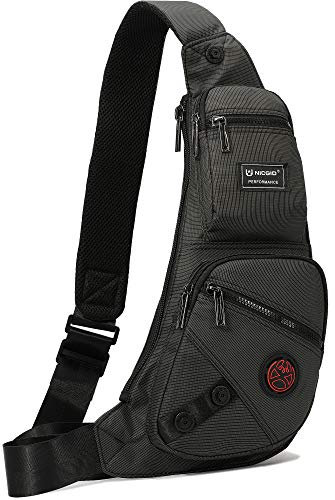 Nicgid Sling Bag Chest Shoulder Backpack Fanny Pack Crossbody Taschen für Herren, Schwarz 1, Small, Reisen.