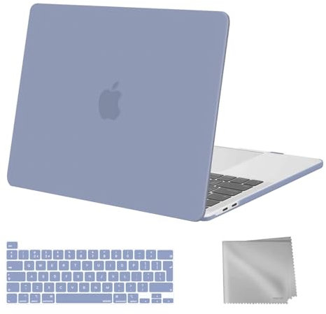 MOSISO Compatible with MacBook Pro 13 inch Case M2 M1 2025 2024 2023 2022-2016 A2338 A2289 A2251 A2159 A1989 A1706 A1708, Plastic Hard Shell Cover & Keyboard Skin & Wipe Cloth, Lavender Gray