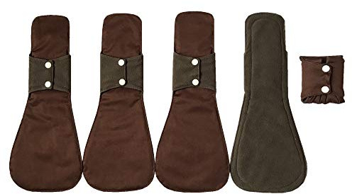 MUMBABY 5 Stück 35,4 cm / 14 Zoll über Nacht Kohle Bambus Mama Tuch/Menstruation Pads/wiederverwendbare Sanitär Pads (Dark brown, X-Large)