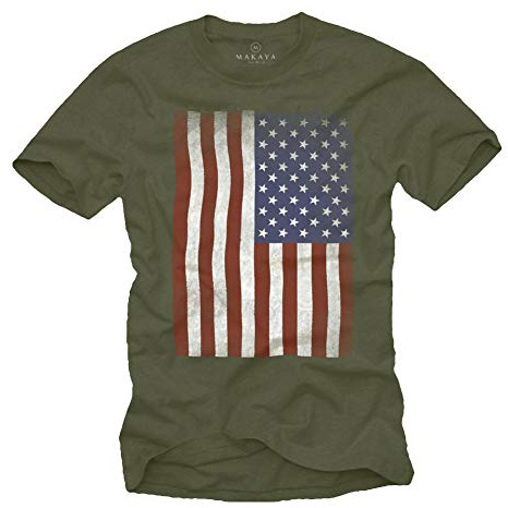 MAKAYA Usa T-Shirt Herren Amerika Flagge Grün Größe XXL
