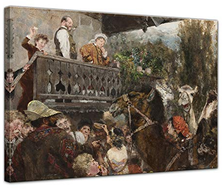 Bilderdepot24 Bild auf Leinwand | Adolph von Menzel - Der Wanderzirkus in 40x30 cm als Wandbild | Wand-deko Dekoration Wohnung alte Meister | NEU-181143-40x30-dw