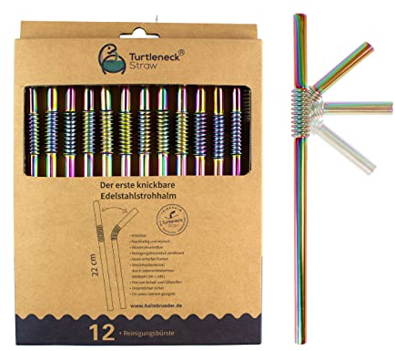 KNYG | DER EINZIGE 𝗕𝗜𝗘𝗚𝗦𝗔𝗠𝗘 Edelstahl Strohhalm | Patentiert & Hygienezertifiziert | Metall Strohhalm wiederverwendbar, Trinkhalme, Metallstrohhalme