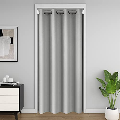 Door Curtain for Doorway Privacy, Blackout Curtains 80 Inch Length,Room Divider Curtain Cover for Bedroom, 1 Panel, 42 W X 80 L, Grey