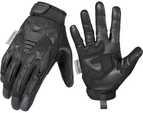 WTACTFUL Taktische Handschuhe,Tatical Gloves,Motorrad Handschuhe,Herren Touchscreen Motorradhandschuhe für Mountainbike, Motorcross,Klettern,Security,Wandern,Motorrad,Jagd Leder Schwarz M