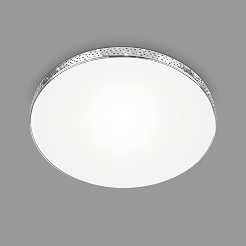BRILONER Leuchten - LED Bad Deckenleuchte Glitzereffekt, IP44 Badezimmerlampe, neutralweißes Licht, Chrom, 355x65 mm (DxH), 3651-216, Ø 35.5 cm