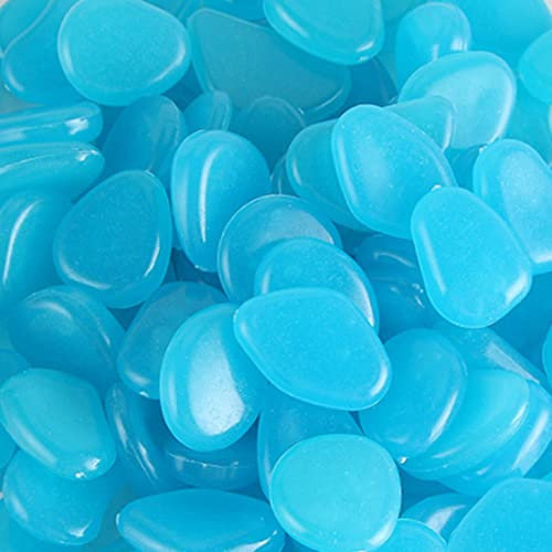 MOCNT 300 Pièces Pierre Lumineuse Galet Lumineux Cailloux Brillants dans Le Noir pavés pour Maison Jardin Passerelle Aquarium Patio Pelouse Décoratives Bleu Profond