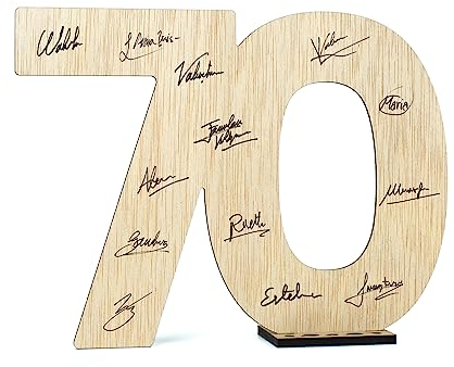 CONTRAXT Biglietto Auguri 70 Anni legno. Idea carta regalo sorprese uomo donna biglietto auguri 70 anni compleanno uomo donna papa 70 anni addobbi coppia compleanno uomo mamma (70)