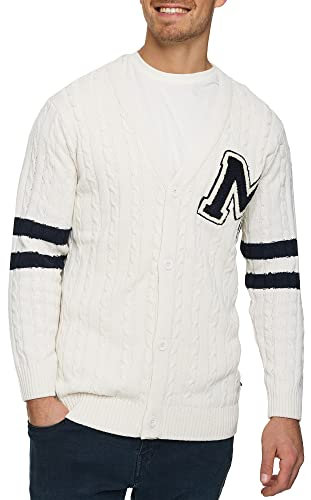 Indicode Herren INJose Strickjacke mit V-Ausschnitt | Cardigan aus 80% Baumwolle Vanilla Ice, L