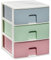 COM-FORT HOUSE | Cajonera Apilable de Plástico | Modelo Multicolor | Color Blanco | Modelo de 3 Cajones | Cajones de Almacenamiento Modular