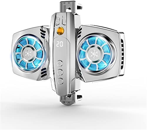 LiLiTok Ventilateur double RVB pour jeu de téléphone portable - Radiateur LED pour Xiaomi iPhone Gaming - Dissipateur thermique pour Pubg Genshin Impact en direct - Argenté