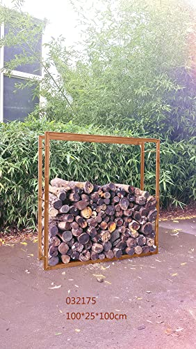 Zen Man Kaminholzregal Garten Rost Eisen Kaminholzunterstand Holzregal Kaminholz 032175:L100 B25 H100cm