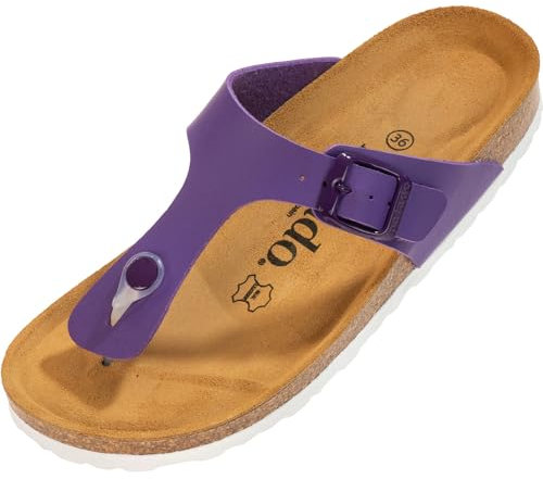 Palado Zehentrenner Damen Kos Matt – gefertigt in Spanien – weiche Veloursleder-Decksohle – mattes Obermaterial für dezente Eleganz Lila UK5,5 - EU38