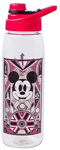 Silver Buffalo Disney 100 Mickey Ships - Botella de agua con tapa de rosca, 28 onzas