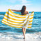 SearchI Personalisiertes Strandtuch mit Individuellem Namen 76X152cm,Schnell Trocknendes Mikrofaser Strandtuch Bequem und Weich Badehandtuch für Strand, Reise, Sauna(Gelber Streifen)
