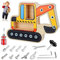 FENYW Montessori Holz Schraubbrett, Busy Board Montessori Holz, Schraubbrett Kinder Holz, Montessori Spielzeug ab 3 4 5 6 Jahre Kinder Lernspielzeug Geschenke für Jungen Mädchen(Bagger)