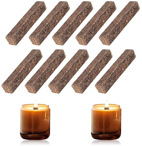 sunnilly 10 Stück Dauerdocht, Dauerdocht für Wachsfresser, Dochte für Teelichter, Kerzenrestefresser Ersatzdocht, Kerzenherstellung (10 * 10 * 90mm)