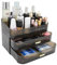 Makeup Organizer mit 2 Schubladen, Kosmetik-Organizer für Schlafzimmer und Bad Eitelkeit Arbeitsplatten, große Kapazität Kosmetik Aufbewahrungsbox für Hautpflege Creme Parfüm-Schwarz