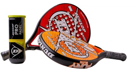 Pack 2 Palas de Padel Dunlop Fury (Naranja, Roja) + Bote de Pelotas Dunlop Padel Pro