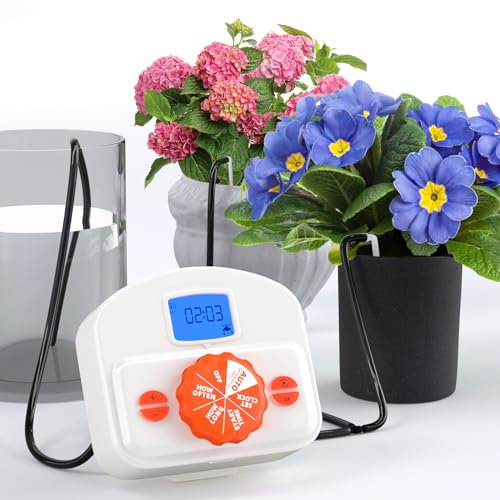 Sistema de riego automático para plantas en maceta, sistema de riego interior para plantas, kit de riego automático por goteo con temporizador de agua programable digital