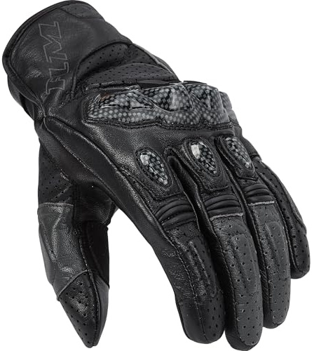 FLM Octane Lederhandschuh Kurz - Echte Ziegenleder - Touchscreen-geeignet - Belüftet - Klettverschluss - Schwarz