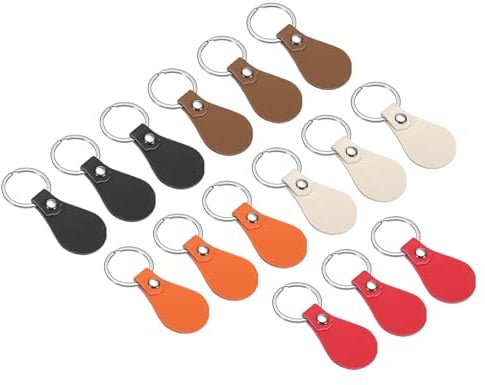 PATIKIL Leder Schlüsselanhänger Set, 15er Pack PU Rohlinge mit Nieten und Schlüsselringen, Schlüsselanhänger Rohlinge für Lasergravur, Lederarbeiten, DIY Schlüssel, 5 Farben