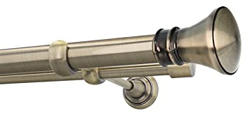 HDTL Gardinenstange Vorhangstange 25/19mm 2-läufig Wandmontage Messing Antik 140 cm Idaja
