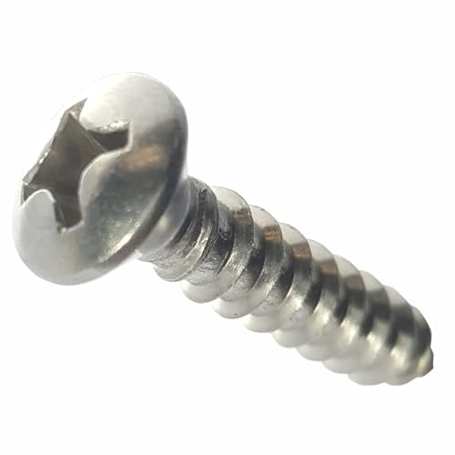 #8 x 3/4 Oval Head Sheet Metal Screws, Phillips Drive, Stainless Steel 18-8, Full Thread, Bright Finish, Self-Tapping, Quantity 100 By Fastenere