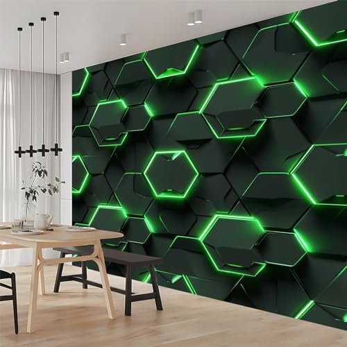 3D Papier Peint Hexagone Brillant 200x140 cm Papier Peint Panoramique Mural Affiche Géante Décoration Pour Salon Chambre Chambre D'Enfant Décoration Murale